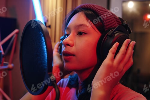 Preview: Recording Song in Professional Studio Wearing Headphones