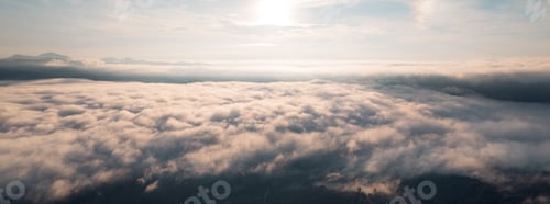 Preview: Fog in the mountains at sunrise. Morning fog in the mountains