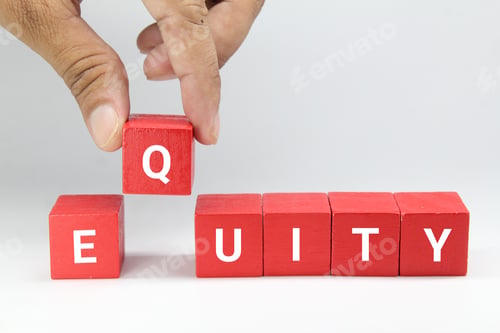 Preview: red cube with the word equity.