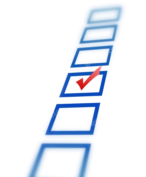 Preview: Check list with red check mark isolated on white