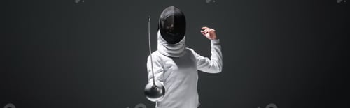 Preview: Panoramic orientation of fencer training isolated on black