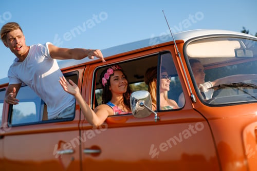 Preview: Hippie friends in a van on a road trip