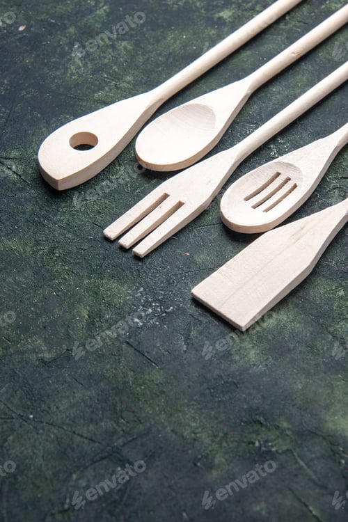 Preview: front view plastic utencils on a dark background knife photo fork kitchen food plastic cutlery