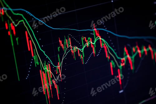 Preview: Stock charts on the monitor close up. Finance and stock exchange concept