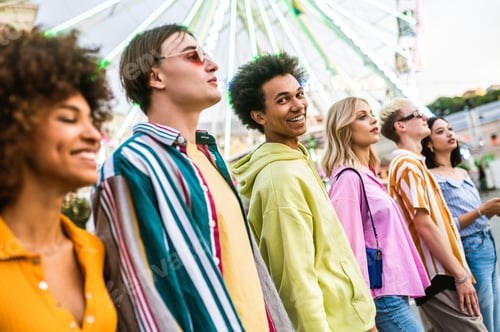 Preview: Group of multiethnics young friends having fun together