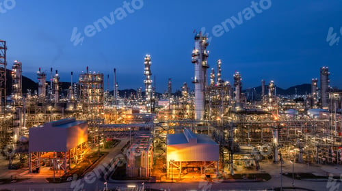 Preview: Oil and Gas refinery plant at night, Global business energy logistic transportation, Oil and gas