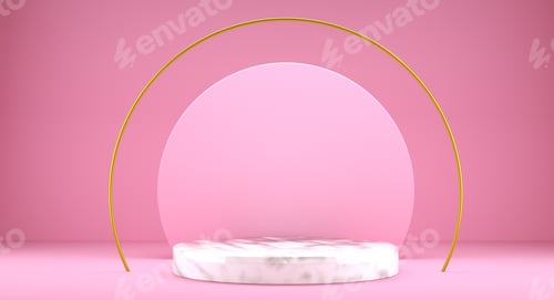 Preview: Mock up geometric shape podium for product design, 3d rendering, pink color
