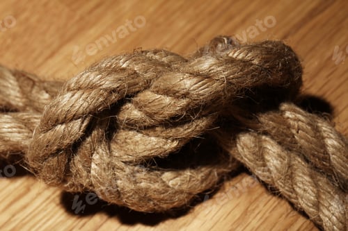 Preview: Old rope over wooden surface