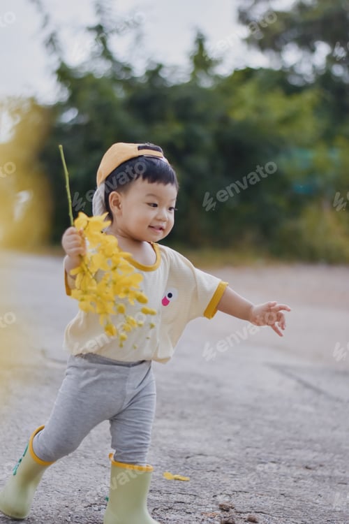 Preview: Cute Boy playing in the park, Sweet Little baby boy enjoying