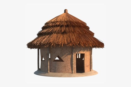 Preview: African Round Cottage with Thatched Roof