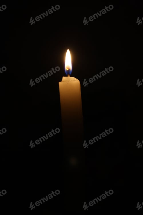 Preview: Lit candle in a dark environment, releasing a fragrant smoke into the air