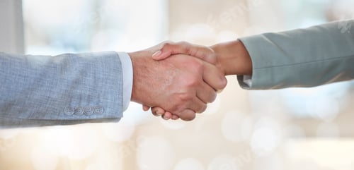 Preview: Handshake, deal and business people with a welcome meeting, thank you and support. B2b, together an