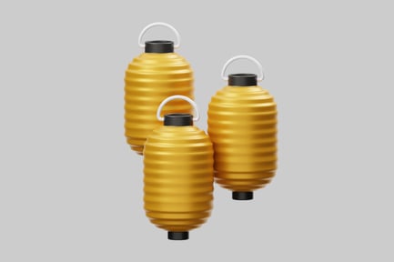 Preview: Golden traditional hanging lanterns