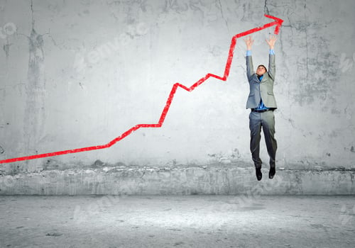Preview: Image Of Young Businessman Jumping Above Graph