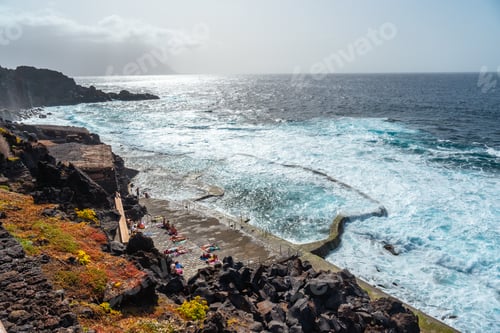 Preview: View from above of the rock pool of La Maceta on the island of El Hierro, Canary Islands