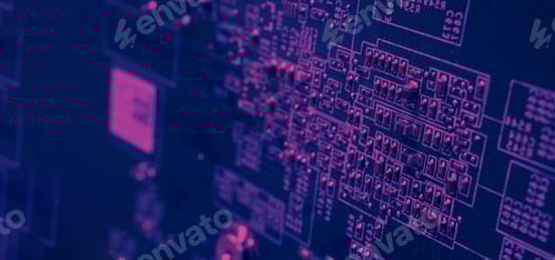 Preview: Semiconductor. cpu chip located on the green motherboard of the computer.