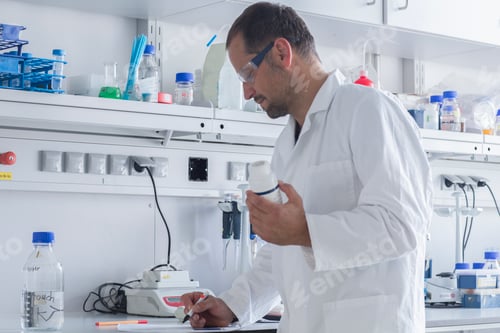 Preview: Scientist examining a sample in a laboratory