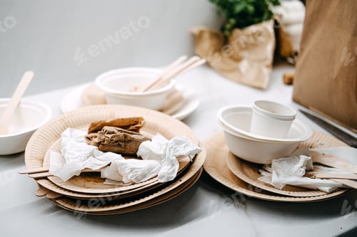 Preview: Eco-Friendly Disposable Tableware After Meal