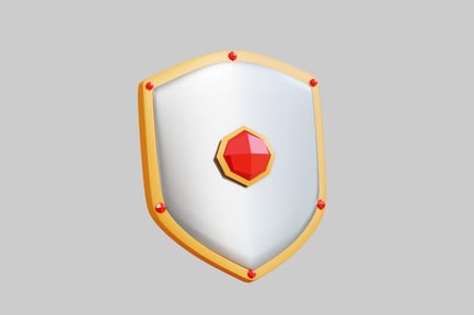 Preview: Shield with gold border and red gemstone