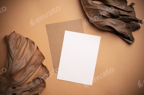 Preview: Blank Cards with Botanical Details on Neutral Background