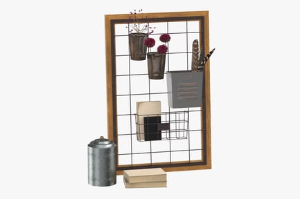 Preview: Framed Steel Wire Grid Wall Organizer with Accessories