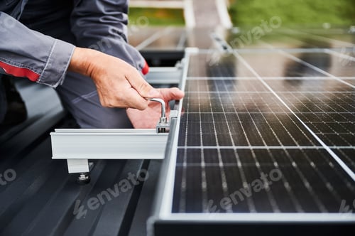 Preview: Professional installation of PV system on a roof.