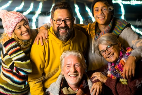 Preview: Happy caucasian people family celebrate new year eve