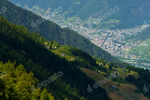 Preview: Mountain landscape at summer along the road from Mortirolo pass to Aprica