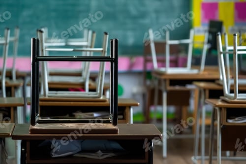 Preview: Elementary school student classroom desk,School classroom.