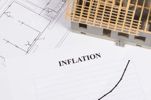 Preview: Inscription inflation, toy house under construction and construction drawings