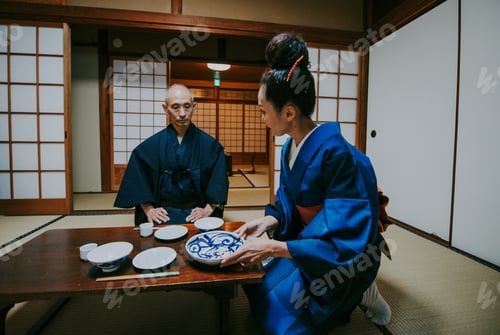 Preview: Senior japanese couple moments in a traditional house