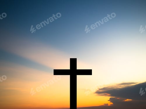Preview: Cross christian god religion on sunset background