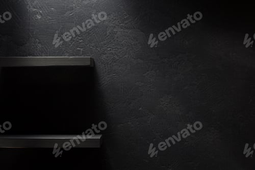 Preview: wooden shelf on black