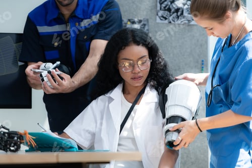 Preview: Engineers, doctors and physical therapists brainstorm ideas to design a robot with arm and hand