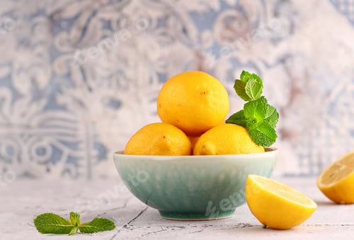 Preview: ripe organic lemons still life