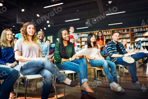 Preview: Happy high school stundets in a classroom
