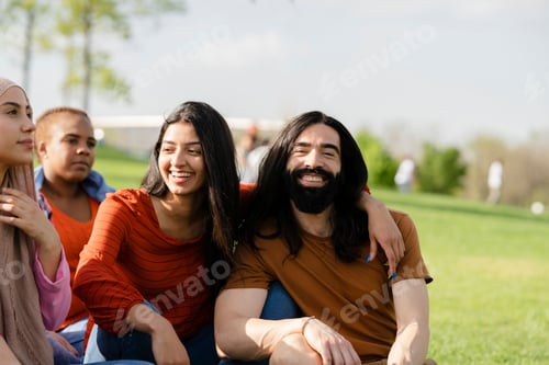 Preview: group of friends in the park, indian couple