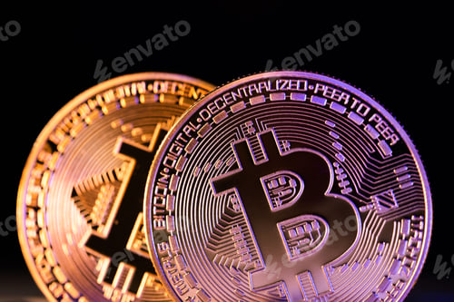 Preview: Golden coin with bitcoin symbol