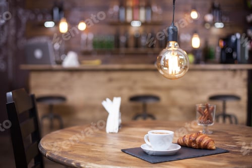 Preview: Parisian coffee shop style with tasty coffee served on wooden table