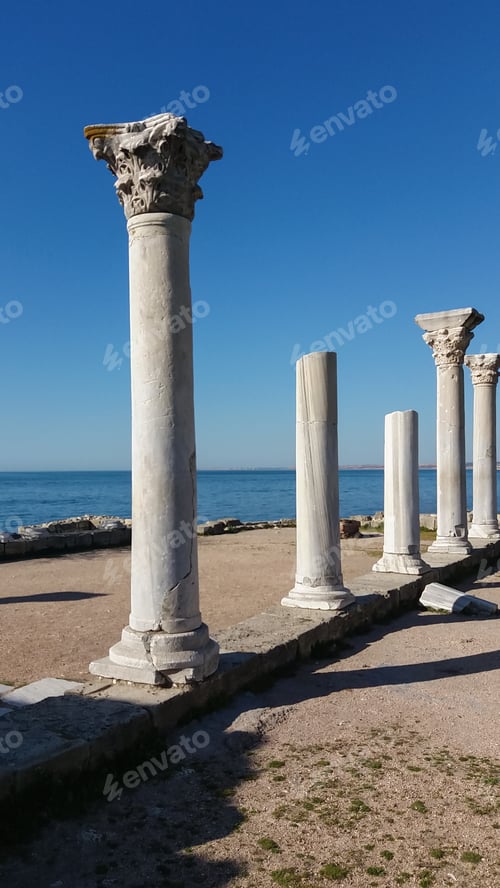 Preview: Tauric Chersonesos - Ancient Doric columns on the seashore in Chersonese, Crimea