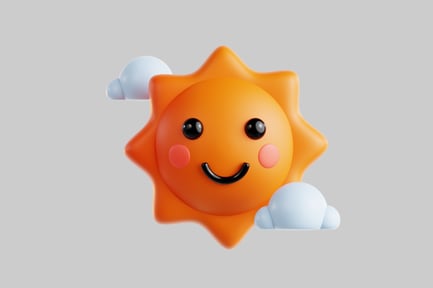Sun with clouds and facial features