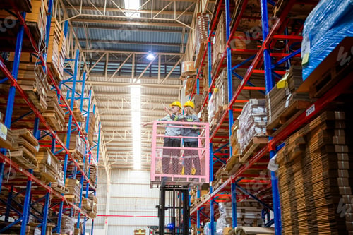 Preview: Warehouse Industrial supply chain and Logistics Companies inside. workers on inventory check.