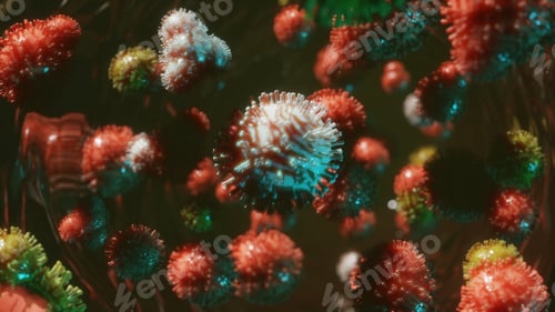 Preview: Microscopic View of Cells or Virus with Red Tones