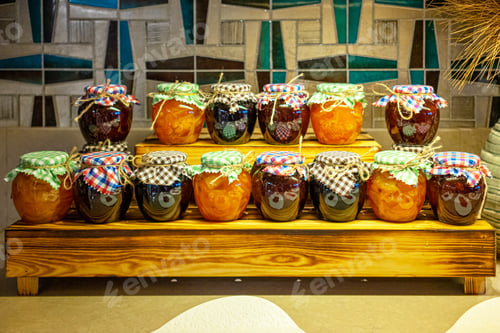 Preview: assorted jam marmalade in the glass jars