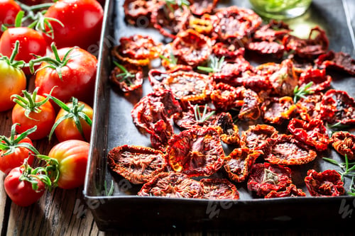 Preview: Homemade tomatoes dried in the sun as aromatic ingredients