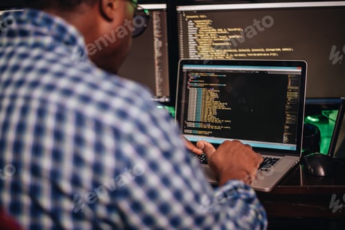 Preview: Diversity in tech and stem, African America developer sitting at computers coding