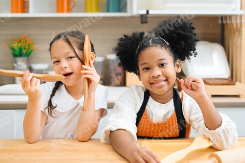 Preview: Child in classroom at school, Kid dressed Science lab coat. Science concept
