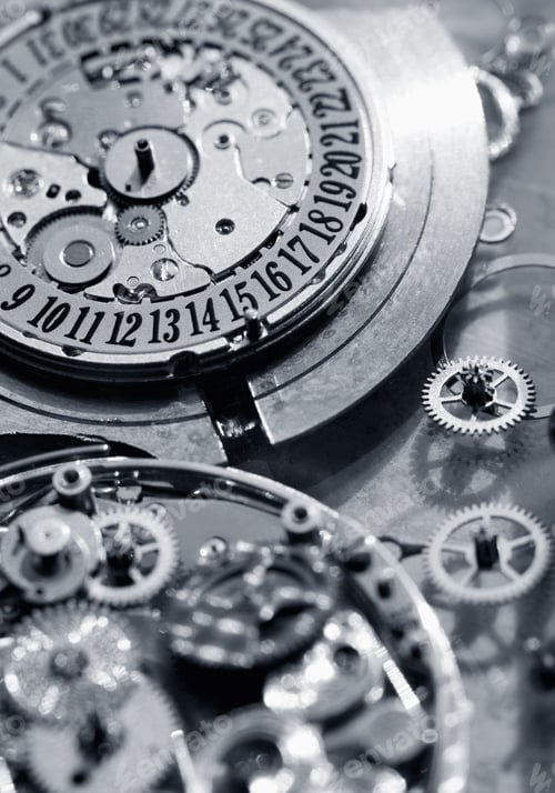 Preview: Interior parts of watch, close up