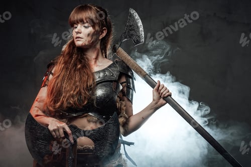 Preview: Scandinavian female conqueror armed with axes