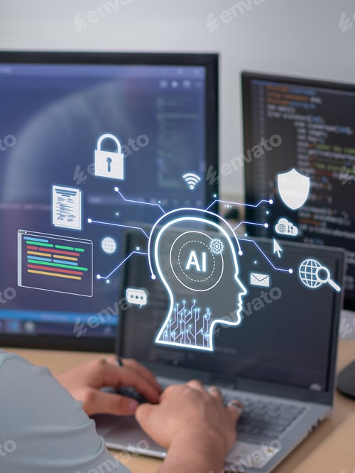 Preview: Vertical Image of future of programming with artificial intelligence and AI revolutionizing.